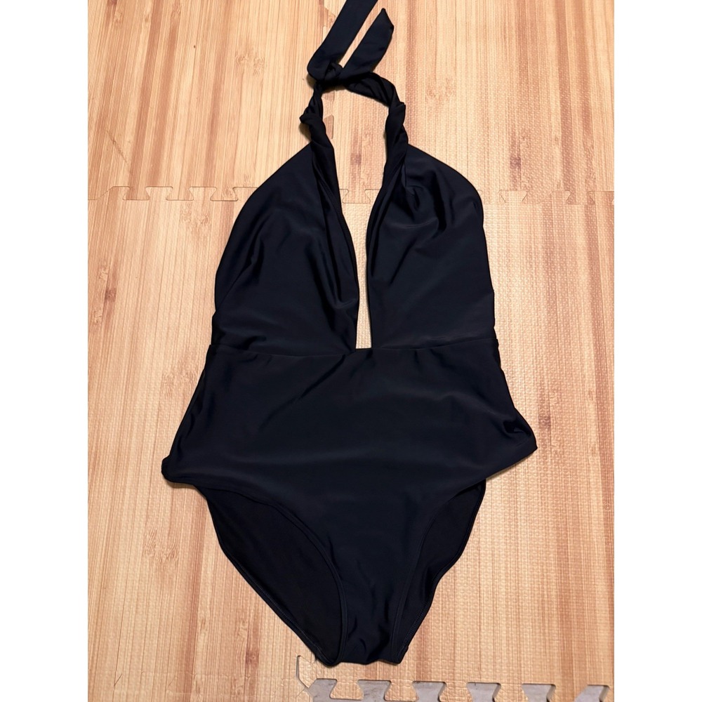 Aerie Black Deep Double V Plunging Neck One Piece Swimsuit XL